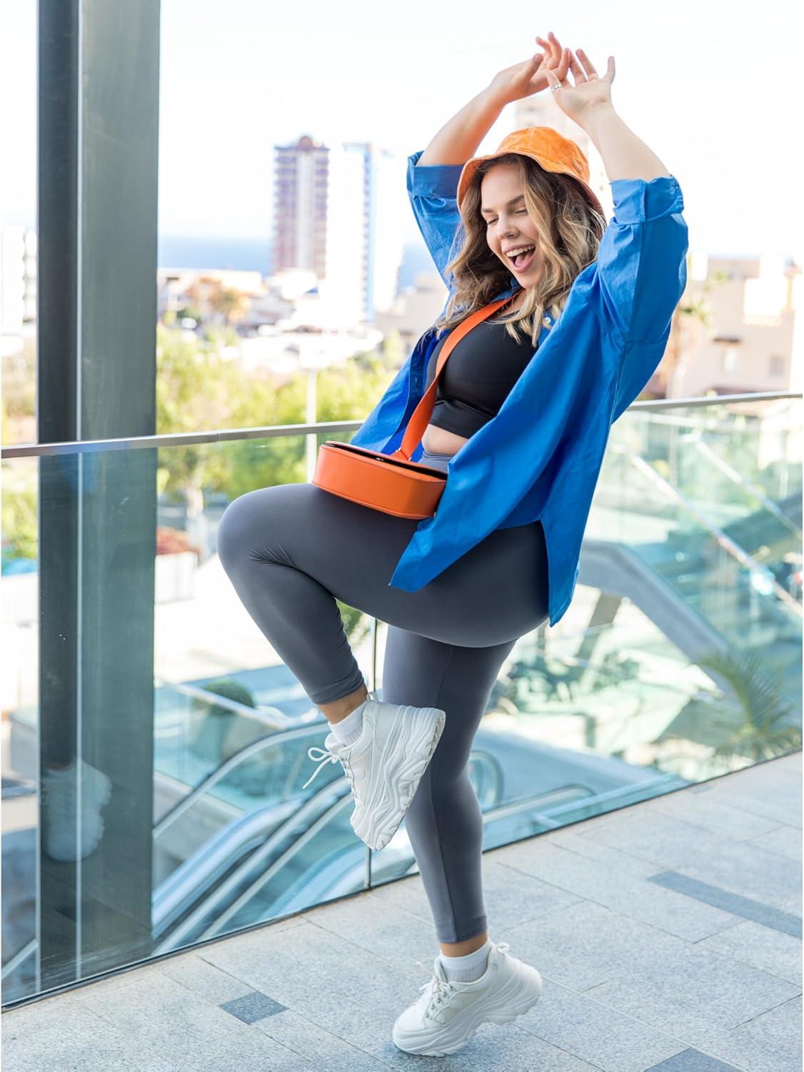 imageSINOPHANT Plus Size Leggings for Women High Waisted Tummy Control Buttery Super Soft Black Yoga Pants for Workout RunningBlack