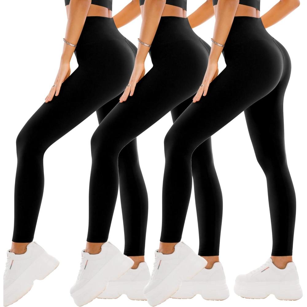 imageSINOPHANT 3 Pack Leggings for Women High Waisted Buttery Soft Yoga Pants for Workout Athletic SportsBlackBlackBlack