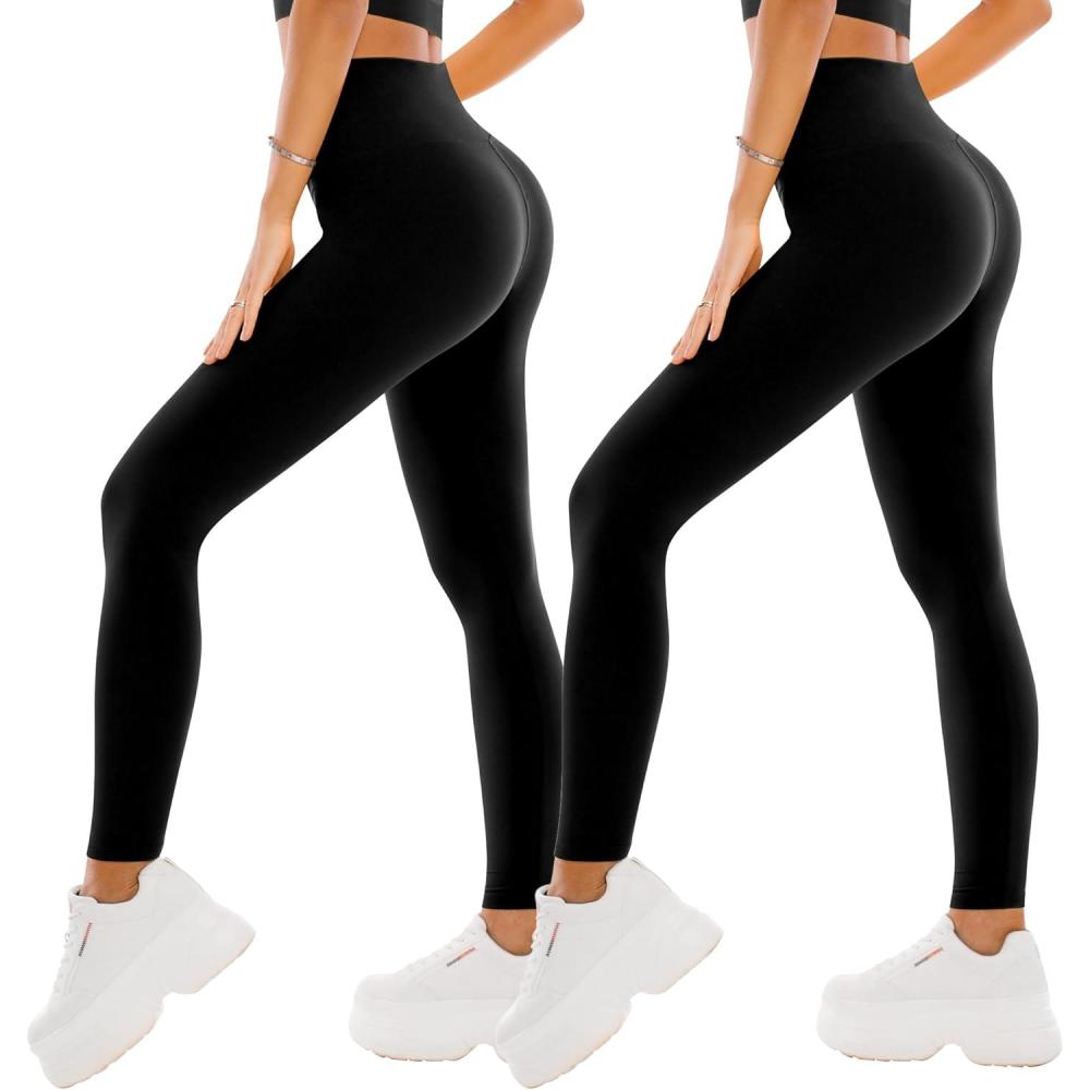 imageSINOPHANT High Waisted Leggings for Women  2 Packs Buttery Soft Yoga Pants for Workout AthleticBlack