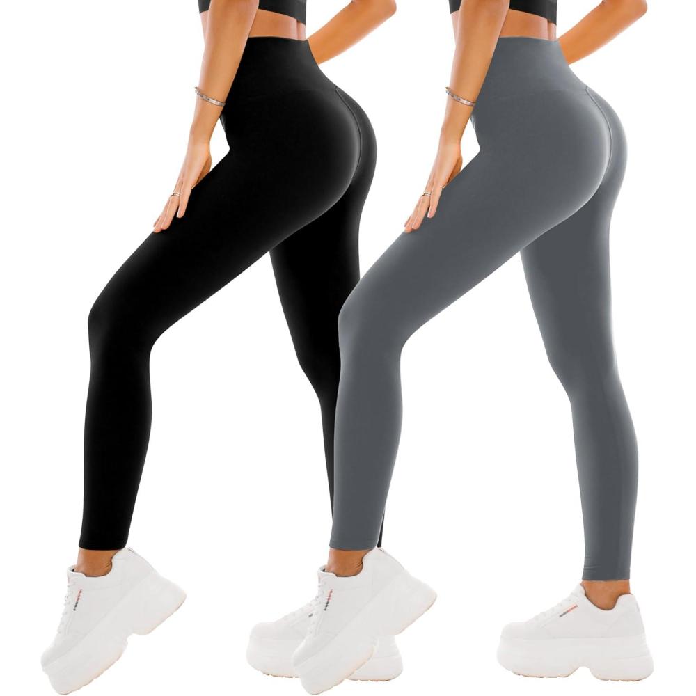 imageSINOPHANT High Waisted Leggings for Women  2 Packs Buttery Soft Yoga Pants for Workout AthleticBlackGrey