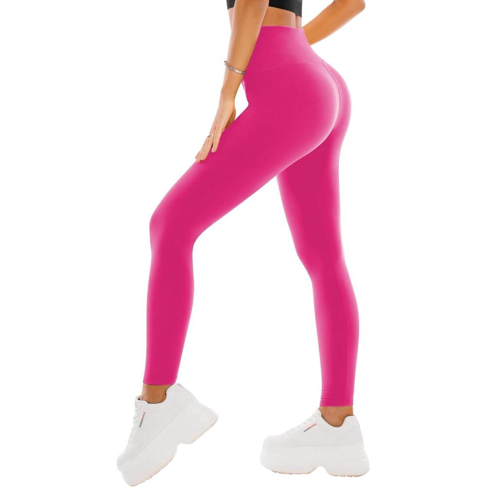 imageSINOPHANT High Waisted Leggings for Women  Full Length Capri Buttery Soft Yoga Pants for Workout AthleticHot Pink