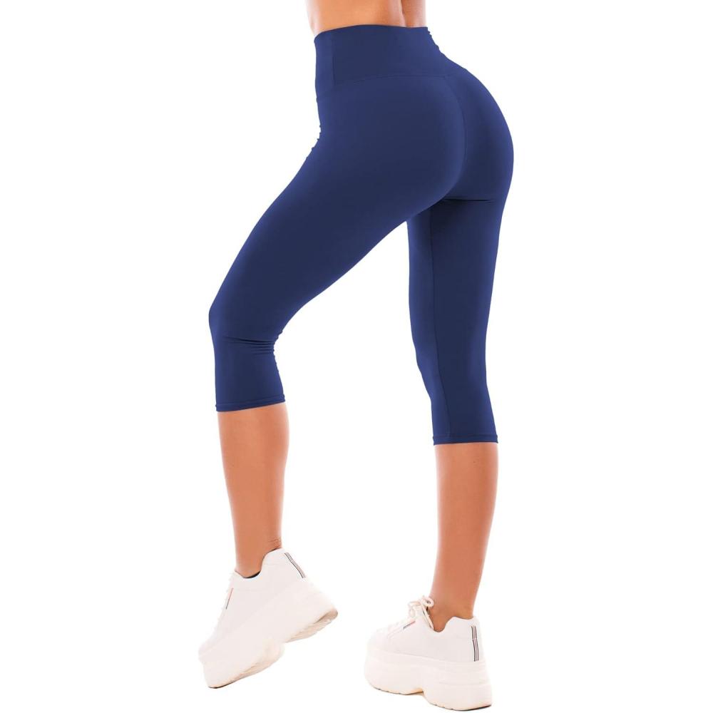 imageSINOPHANT High Waisted Leggings for Women  Full Length Capri Buttery Soft Yoga Pants for Workout AthleticNavy