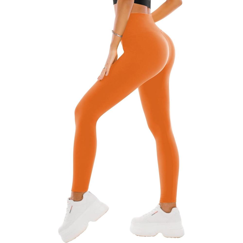 imageSINOPHANT High Waisted Leggings for Women  Full Length Capri Buttery Soft Yoga Pants for Workout AthleticOrange