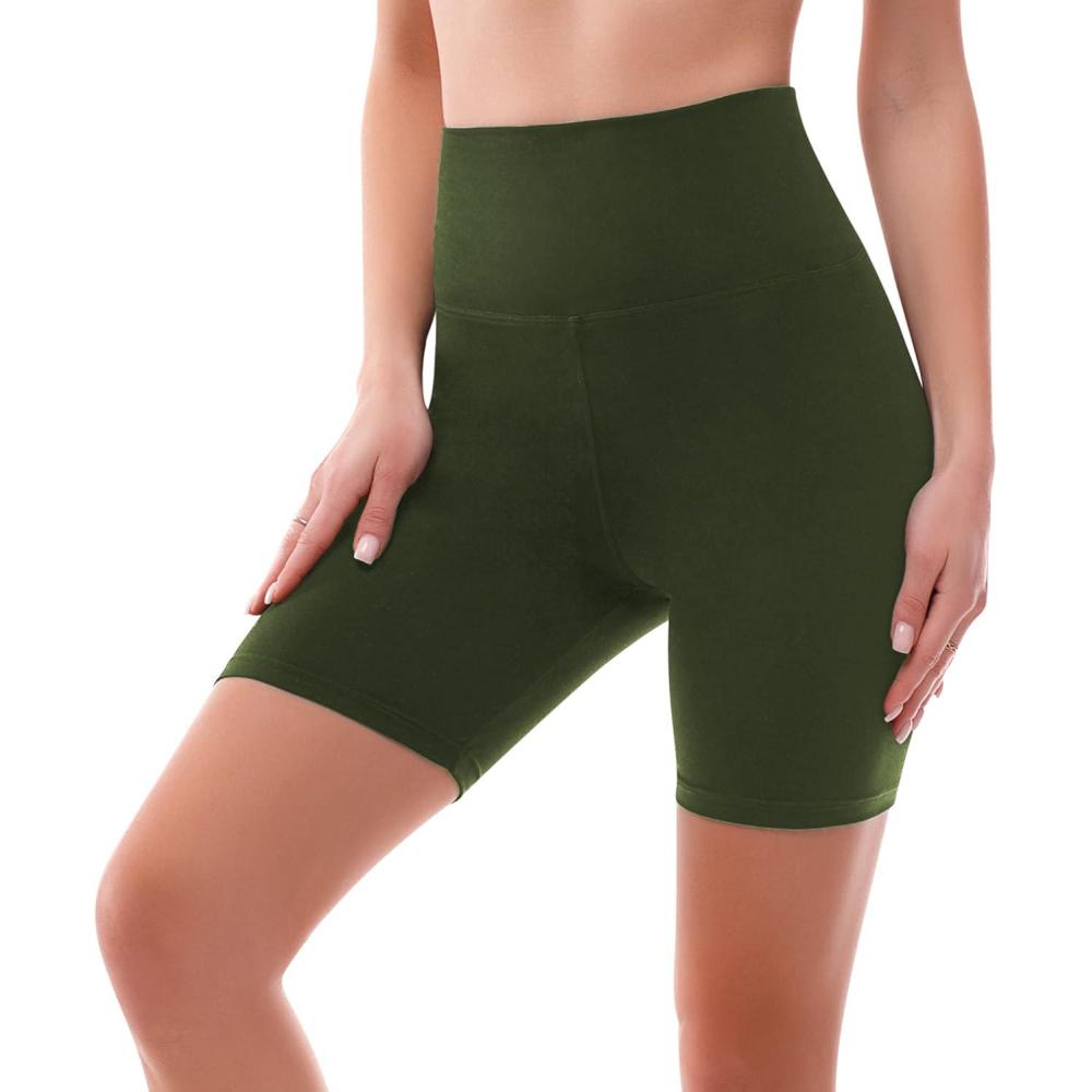 imageSINOPHANT High Waisted Women Biker Shorts 6 Buttery Soft Elastic Tummy Control Shorts for Gym Yoga WorkoutArmygreen