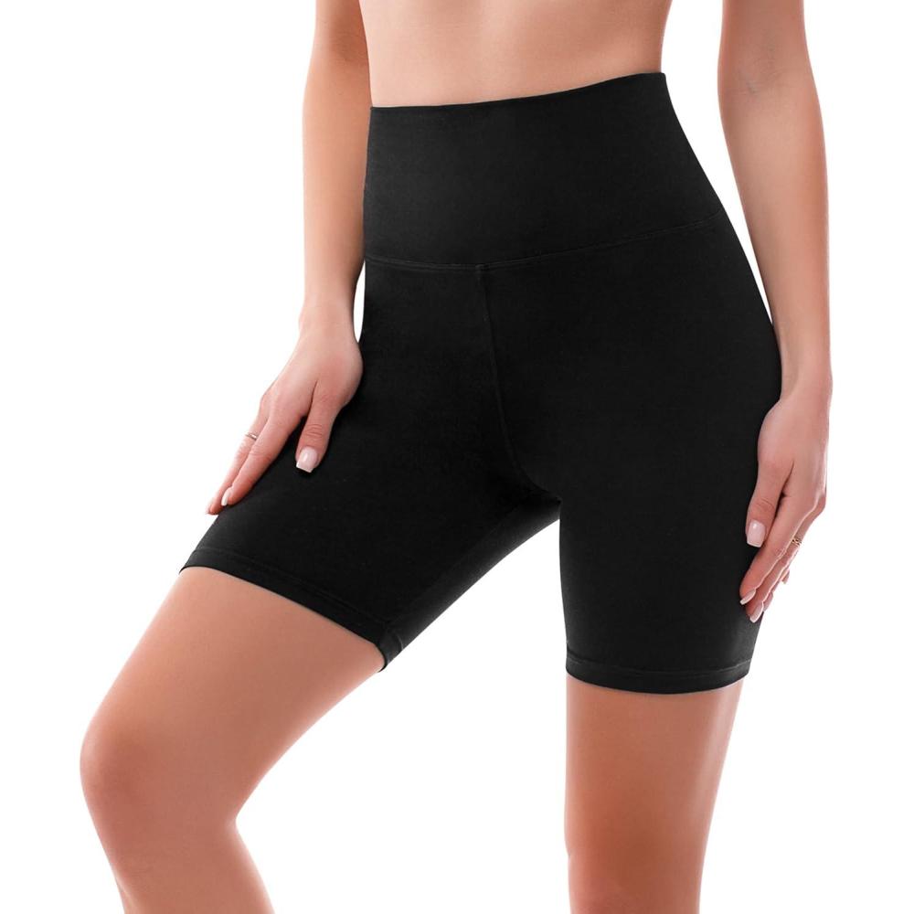 imageSINOPHANT High Waisted Women Biker Shorts 6 Buttery Soft Elastic Tummy Control Shorts for Gym Yoga WorkoutBlack