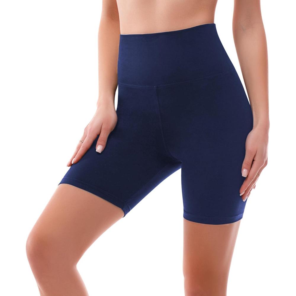 imageSINOPHANT High Waisted Women Biker Shorts 6 Buttery Soft Elastic Tummy Control Shorts for Gym Yoga WorkoutNavy