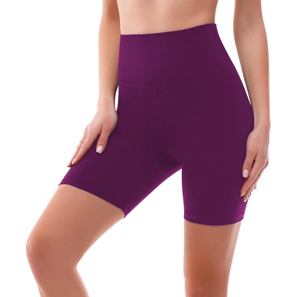 imageSINOPHANT High Waisted Women Biker Shorts  6 Buttery Soft Elastic Tummy Control Shorts for Gym Yoga WorkoutPlum Purple