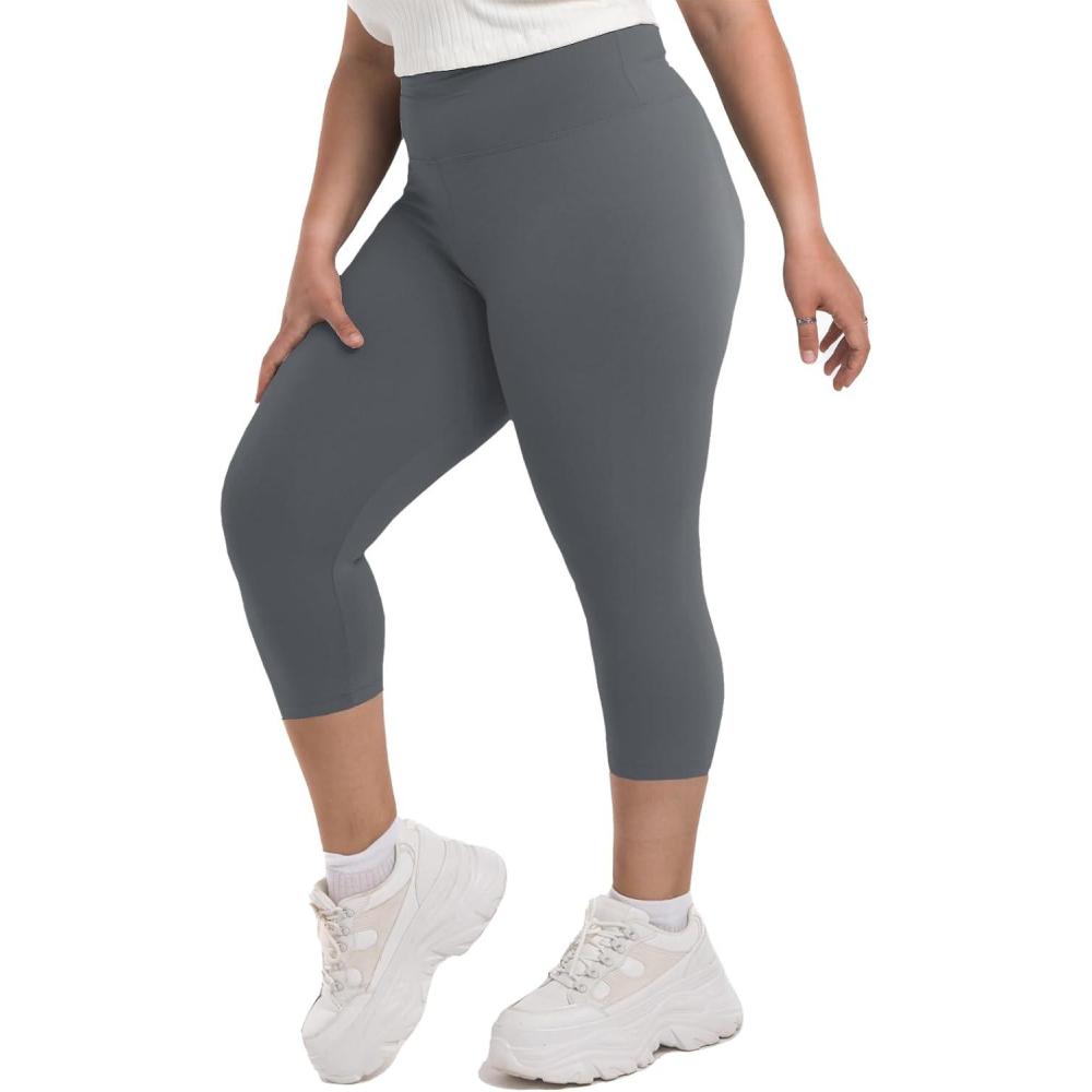 imageSINOPHANT Plus Size Leggings for Women High Waisted Tummy Control Buttery Super Soft Black Yoga Pants for Workout RunningGrey