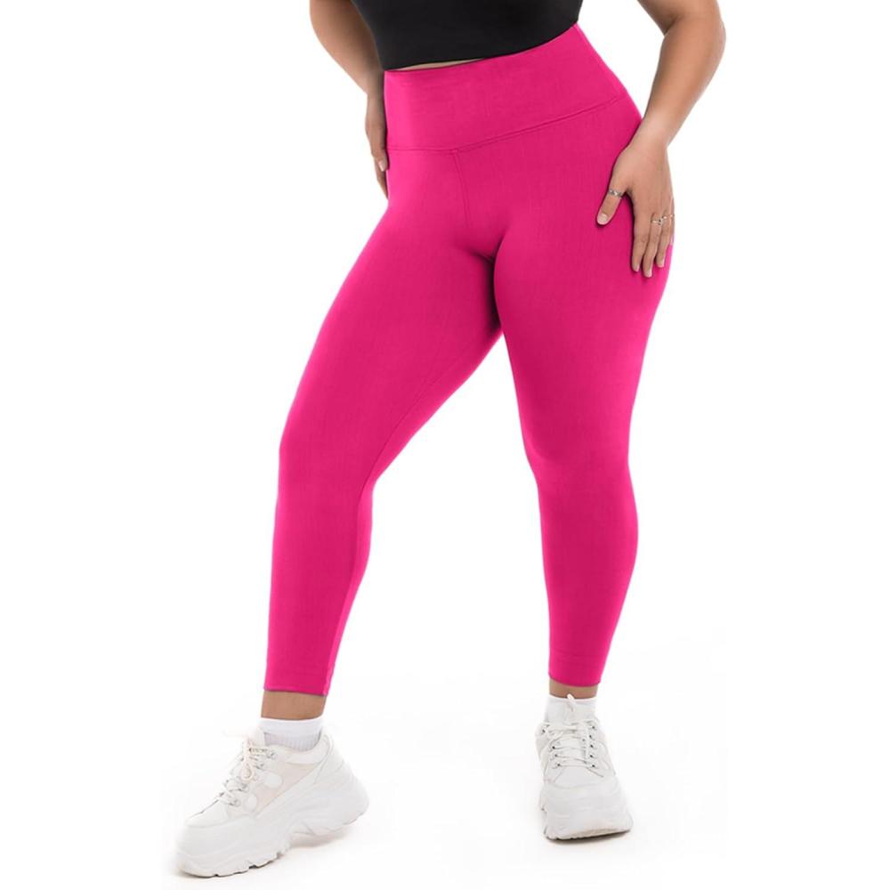imageSINOPHANT Plus Size Leggings for Women High Waisted Tummy Control Buttery Super Soft Black Yoga Pants for Workout RunningHot Pink
