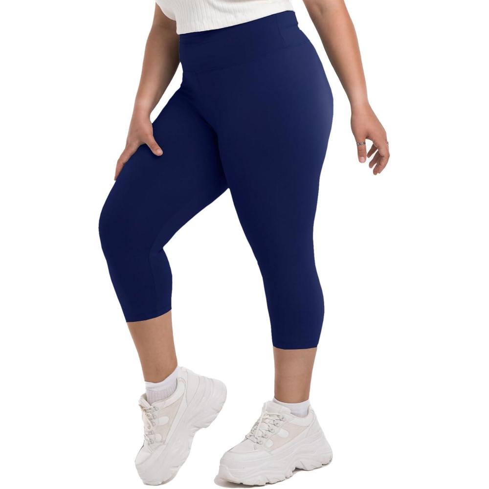 imageSINOPHANT Plus Size Leggings for Women High Waisted Tummy Control Buttery Super Soft Black Yoga Pants for Workout RunningNavy