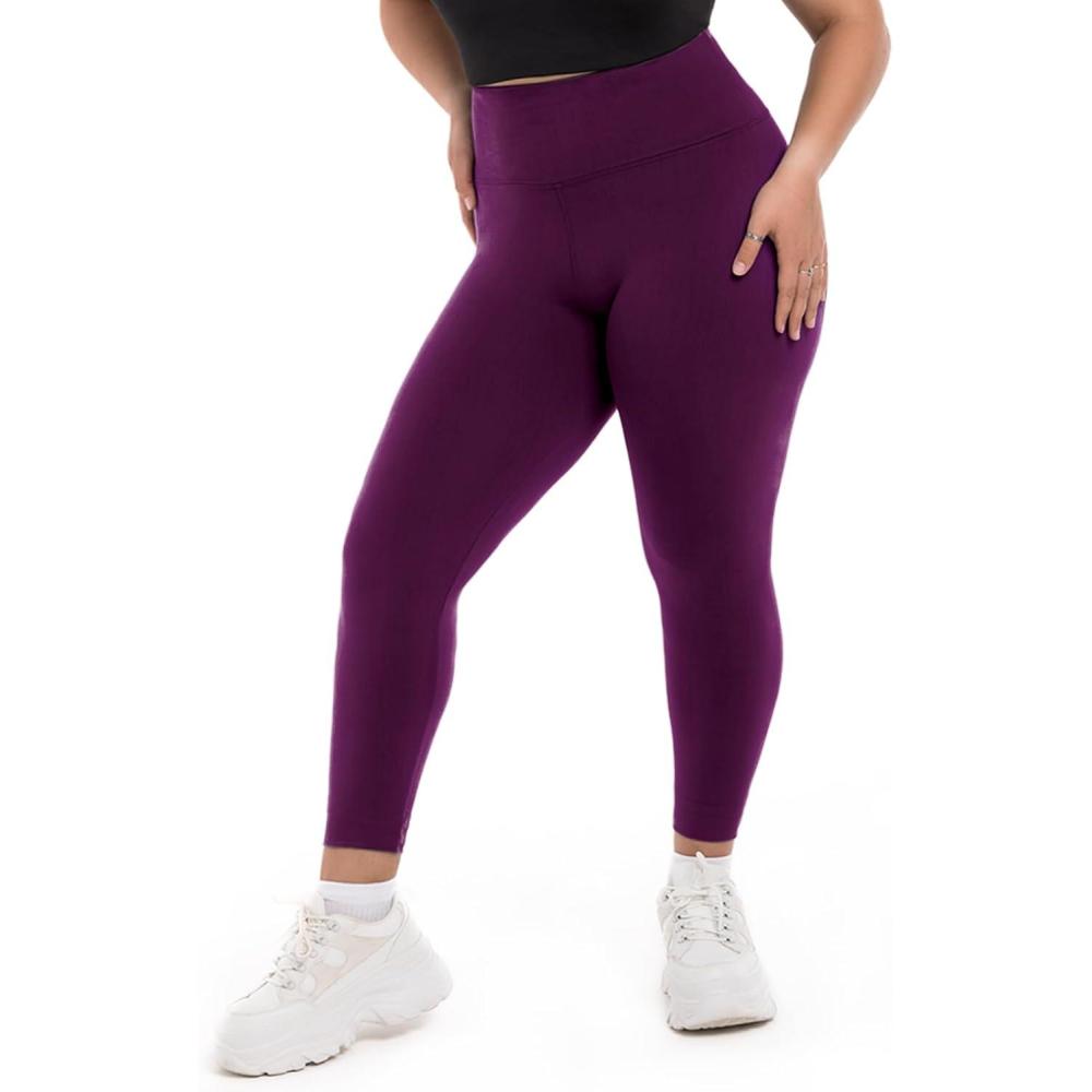 imageSINOPHANT Plus Size Leggings for Women High Waisted Tummy Control Buttery Super Soft Black Yoga Pants for Workout RunningPlum Purple