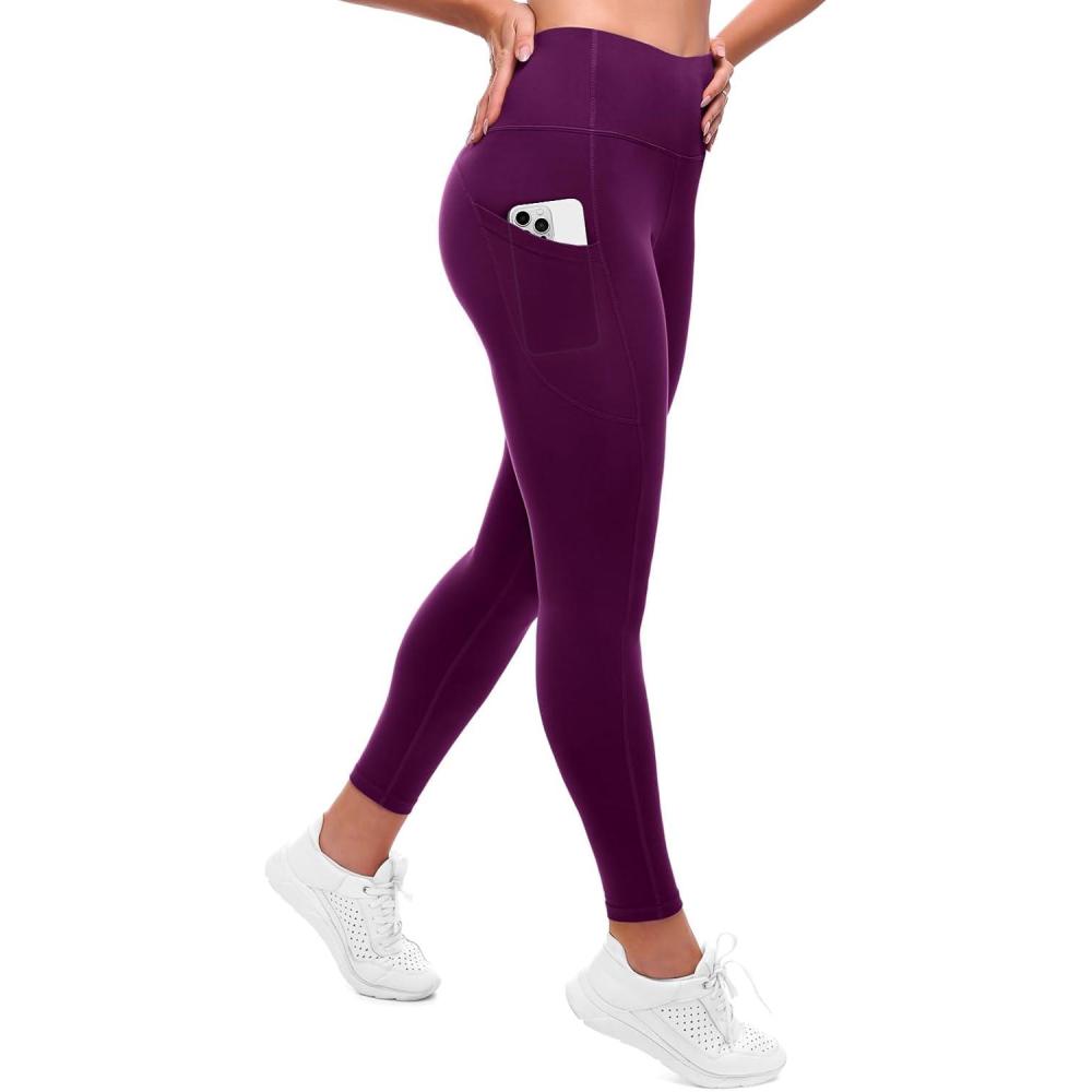 imageSINOPHANT Thick Yoga Pants Women with Pockets Buttery Soft High Wasited Leggings for Women WorkoutPlumpurple