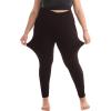 SINOPHANT 2 Pack Plus Size Leggings for Women, High Waisted Buttery Soft Yoga Pants with Pockets for Gym Workout Clothing(Black/Brown)