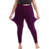 SINOPHANT 2 Pack Plus Size Leggings for Women, High Waisted Buttery Soft Yoga Pants with Pockets for Gym Workout Clothing(Black/Plumpurple)