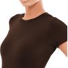 SINOPHANT Bodysuits for Women – Short Sleeve Round Neck Body Suit Stretchy Basic T Shirt Tops(Brown)
