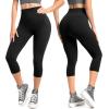 SINOPHANT Capri Leggings for Women – 2 Packs Buttery Soft Yoga Pants for Gym Athletic(Black/Grey)
