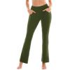 SINOPHANT Flare Leggings for Women with Pockets,High Waisted Tummy Control Bootcut Yoga Pants for Women Soft Bell Bottoms(Armygreen)