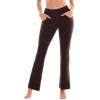 SINOPHANT Flare Leggings for Women with Pockets,High Waisted Tummy Control Bootcut Yoga Pants for Women Soft Bell Bottoms(Brown)
