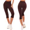 SINOPHANT High Waisted Leggings for Women – Full Length Capri Buttery Soft Yoga Pants for Workout Athletic(Brown)