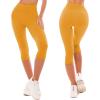 SINOPHANT High Waisted Leggings for Women – Full Length Capri Buttery Soft Yoga Pants for Workout Athletic(Dark Yellow)
