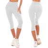 SINOPHANT High Waisted Leggings for Women – Full Length Capri Buttery Soft Yoga Pants for Workout Athletic(White)
