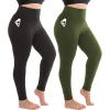 SINOPHANT 2 Pack Plus Size Leggings for Women, High Waisted Buttery Soft Yoga Pants with Pockets for Gym Workout Clothing(Black/Armygreen)