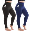 SINOPHANT 2 Pack Plus Size Leggings for Women, High Waisted Buttery Soft Yoga Pants with Pockets for Gym Workout Clothing(Black/Navy)