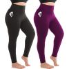 SINOPHANT 2 Pack Plus Size Leggings for Women, High Waisted Buttery Soft Yoga Pants with Pockets for Gym Workout Clothing(Black/Plumpurple)