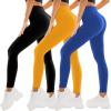 SINOPHANT 3 Pack Leggings for Women – High Waisted Buttery Soft Yoga Pants for Workout Athletic Sports(Black/Royal Blue/Dark Yellow)