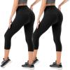 SINOPHANT Capri Leggings for Women – 2 Packs Buttery Soft Yoga Pants for Gym Athletic(Black)