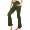 SINOPHANT Flare Leggings for Women with Pockets,High Waisted Tummy Control Bootcut Yoga Pants for Women Soft Bell Bottoms(Armygreen)