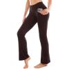 SINOPHANT Flare Leggings for Women with Pockets,High Waisted Tummy Control Bootcut Yoga Pants for Women Soft Bell Bottoms(Brown)