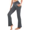 SINOPHANT Flare Leggings for Women with Pockets,High Waisted Tummy Control Bootcut Yoga Pants for Women Soft Bell Bottoms(Grey)