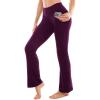 SINOPHANT Flare Leggings for Women with Pockets,High Waisted Tummy Control Bootcut Yoga Pants for Women Soft Bell Bottoms(Plumpurple)