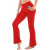 SINOPHANT Flare Leggings for Women with Pockets,High Waisted Tummy Control Bootcut Yoga Pants for Women Soft Bell Bottoms(Red)