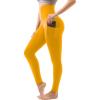 SINOPHANT High Waisted Leggings with Pockets Women, Full Length Capri Buttery Soft Stretchy Yoga Pants(Dark Yellow)