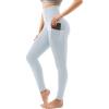 SINOPHANT High Waisted Leggings with Pockets Women, Full Length Capri Buttery Soft Stretchy Yoga Pants(Light Blue)