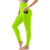SINOPHANT High Waisted Leggings with Pockets Women, Full Length Capri Buttery Soft Stretchy Yoga Pants(Neon Green)