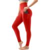 SINOPHANT High Waisted Leggings with Pockets Women, Full Length Capri Buttery Soft Stretchy Yoga Pants(Red)