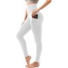 SINOPHANT High Waisted Leggings with Pockets Women, Full Length Capri Buttery Soft Stretchy Yoga Pants(White)