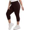 SINOPHANT Plus Size Leggings for Women, High Waisted Tummy Control Buttery Super Soft Black Yoga Pants for Workout Running(Brown)