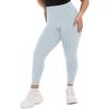 SINOPHANT Plus Size Leggings for Women, High Waisted Tummy Control Buttery Super Soft Black Yoga Pants for Workout Running(Light Blue)