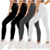 SINOPHANT 4 Pack Leggings for Women – Full Length Capri Buttery Soft High Waisted Yoga Pants for Athletic Workout Sports(Black/Black/Grey/White)