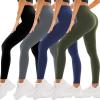 SINOPHANT 4 Pack Leggings for Women – Full Length Capri Buttery Soft High Waisted Yoga Pants for Athletic Workout Sports(Black/Grey/Navy/Armygreen)