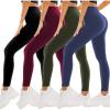 SINOPHANT 4 Pack Leggings for Women – Full Length Capri Buttery Soft High Waisted Yoga Pants for Athletic Workout Sports(Black/Navy/Burgundy/Armygreen)