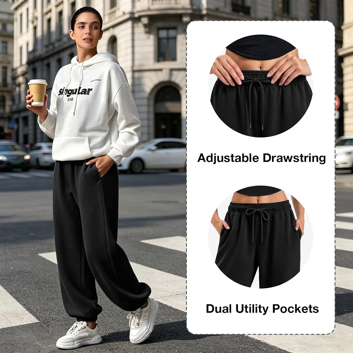 image:imageSINOPHANT Sweatpants Women Baggy Joggers with PocketsBlack