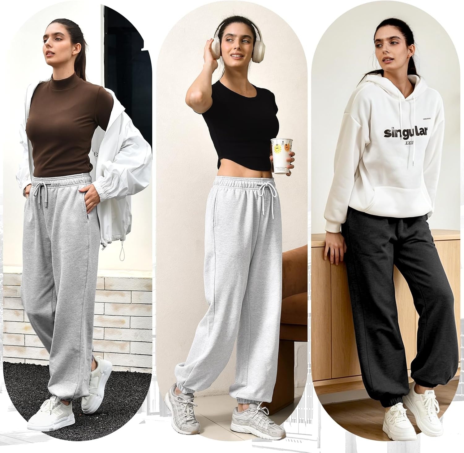 image:imageSINOPHANT Sweatpants Women Baggy Joggers with PocketsDark Gray