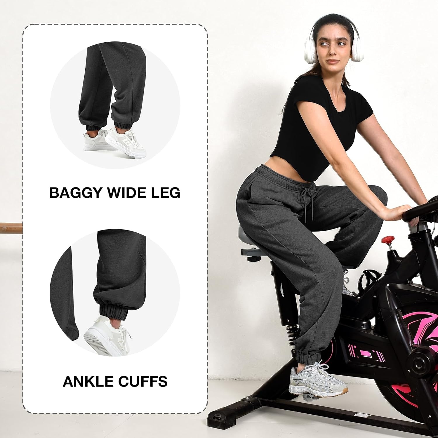 image:imageSINOPHANT Sweatpants Women Baggy Joggers with PocketsDark Gray
