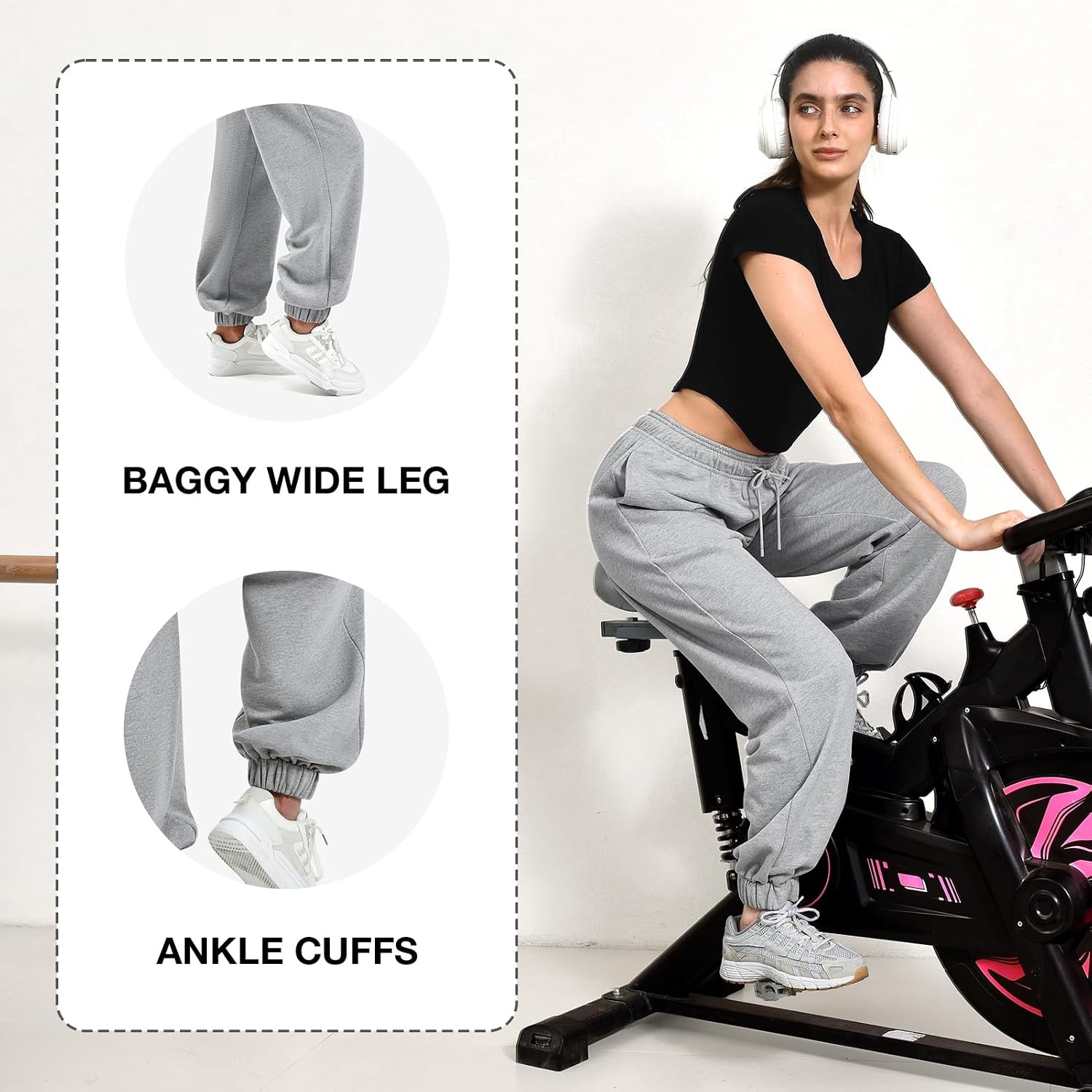image:imageSINOPHANT Sweatpants Women Baggy Joggers with PocketsMelange Grey