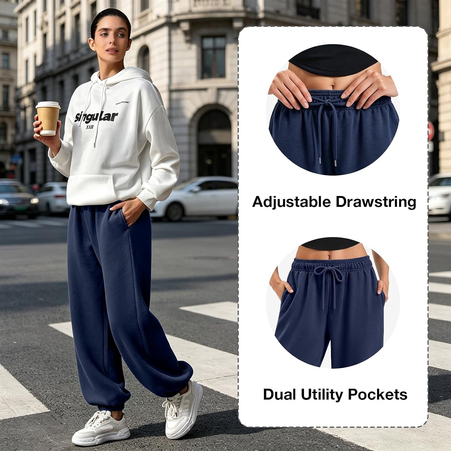 image:imageSINOPHANT Sweatpants Women Baggy Joggers with PocketsNavy
